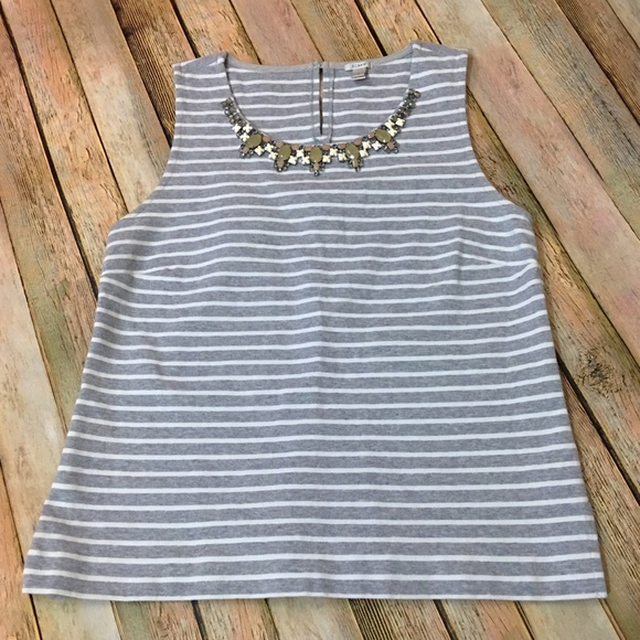 J. Crew Tops - J. Crew Striped Necklace Tank - Gray/White - Small